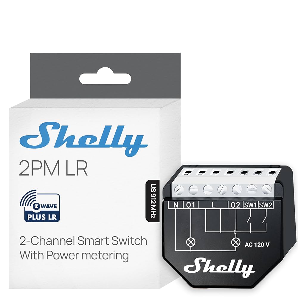 SHELLY★ Shelly Wave 2PM US LR UL | Z-Wave Long Range Smart Switch